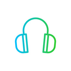 Ear protection safety icon with blue and green gradient outline style. safety, protection, equipment, ear, sign, symbol, industry. Vector Illustration