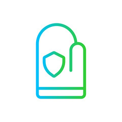 Safety mittens safety icon with blue and green gradient outline style. protection, safety, hand, glove, symbol, mitten, isolated. Vector Illustration