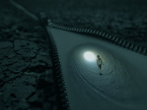 science fiction,tunnel light
