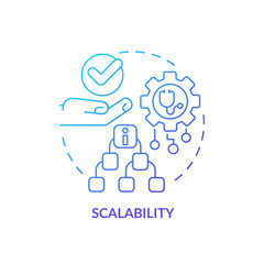 2D gradient blue icon scalability concept, isolated vector, health interoperability resources thin line illustration.