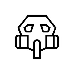 Gas mask safety icon with black outline respirator, mask, safety, protection, gas, isolated, equipment. Vector illustration