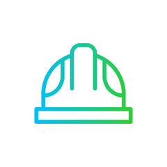 Helmet safety icon with blue and green gradient outline. helmet, symbol, safety, worker, sign, equipment, construction. Vector illustration