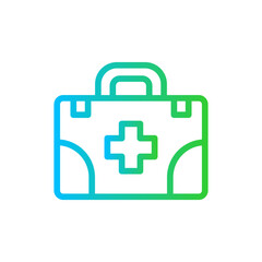 First aid kit safety icon with blue and green gradient outline care, health, medicine, doctor, medical, emergency, case. Vector illustration