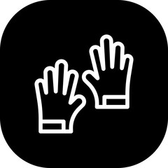Rubber gloves safety icon with black filled line outline hand, protection, safety, health, gloves, protective, medical. Vector illustration