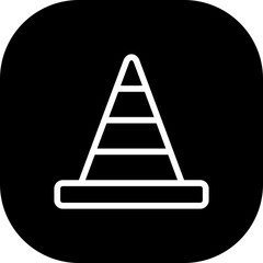 Cone safety icon with black filled line outline cone, symbol, sign, design, construction, isolated, road. Vector illustration