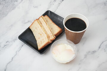 kaya butter, coffee and soft boiled egg set