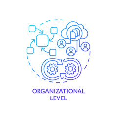 2D gradient blue icon organizational level concept, isolated vector, health interoperability resources thin line illustration.