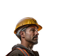 The solid gaze of a construction worker.