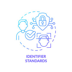 Fototapeta na wymiar 2D gradient blue icon identifier standards concept, isolated vector, health interoperability resources thin line illustration.
