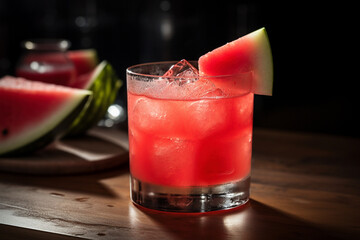 cocktail with watermelon and slice  watermelon