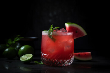 cocktail with watermelon and mint