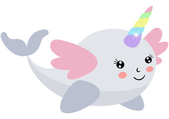 Funny unicorn whale with wings © soniagoncalves