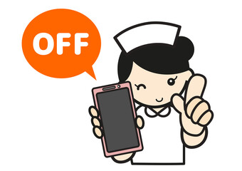 携帯をOFFにする看護婦