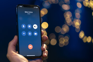 Incoming call screen from Sale 2024, close up.