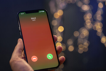 Incoming call screen from Sale 2024, close up.