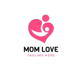 Mom and kid love logo design. Mom love logo