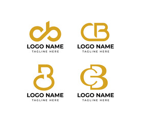Set of modern elegant monogram letter CB or BC logo design template
