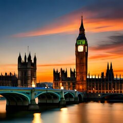 Naklejka premium big ben and houses of parliament generating by AI technology