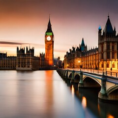 Fototapeta premium houses of parliament city at night generating by AI technology