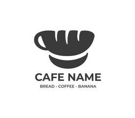 Modern coffee bread banana logo design for coffeeshop