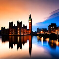 houses of parliament at sunset generating by AI technology