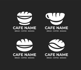 coffee bread and banana logo design set for coffeeshop and eatery 