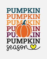 Pumpkin season Fall Autumn Halloween October quote retro colorful typographic heart art on white background