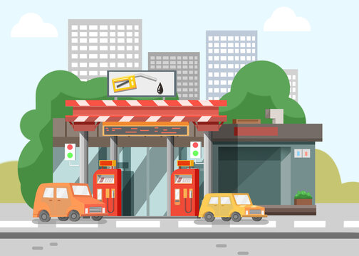 Illustrated gas station