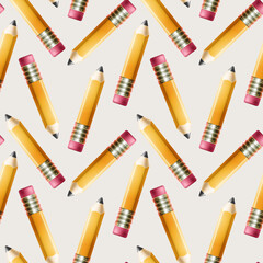  Seamless pattern with pencils, kids school theme