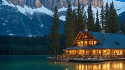 Fototapeta premium house in the mountains generated Ai.