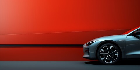 Close-up view of luxury car with copy space background