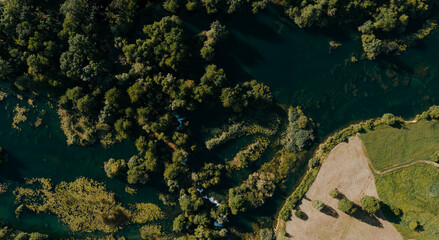 Fototapeta na wymiar Aerial perspective on Mreznica river