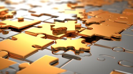 Investment Puzzle: A minimalist jigsaw puzzle with pieces representing different investment assets fitting together smoothly