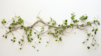 Obraz na płótnie Canvas White wall with decorative green vine plant growing