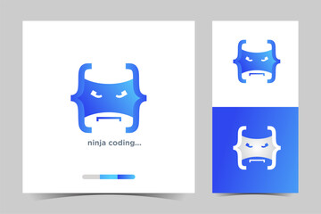 Blue ninja code vector logo. Suitable for business, web, computer, security and technology © jenanggulo