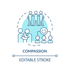 2D editable blue icon compassion concept, isolated vector, mindful entrepreneurship thin line illustration.