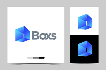 blue box logo, Abstract geometric box logo design. modern box logo vector , 3D box logo design.