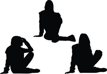 Silhouette of a girl in a sitting position.