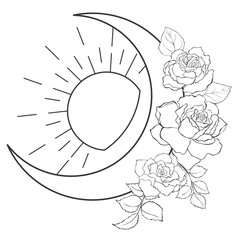 Line Art Design with Crescent on the white Background. Vector Illustration. - 646280150