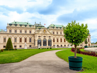 August 5, 2023, Austria, Vienna. Belvedere Palace and paths in the lower park.