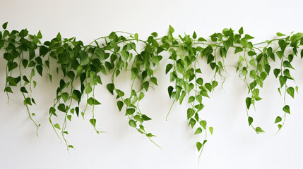 White wall with decorative green vine plant growing