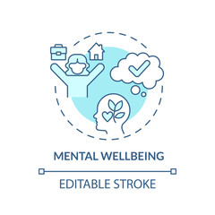 2D editable blue icon mental wellbeing concept, isolated vector, mindful entrepreneurship thin line illustration.