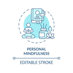 2D editable blue icon personal mindfulness concept, isolated vector, mindful entrepreneurship thin line illustration.