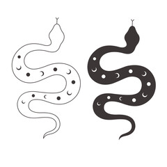 Naklejka premium Line Art Design with Snake on the white Background. Vector Illustration.