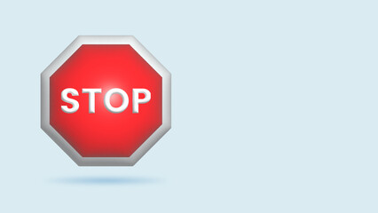3d realistic illustration Stop traffic sign, traffic regulatory warning stop symbol.