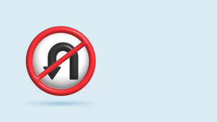 3d realistic illustration traffic sign u trun left ahead