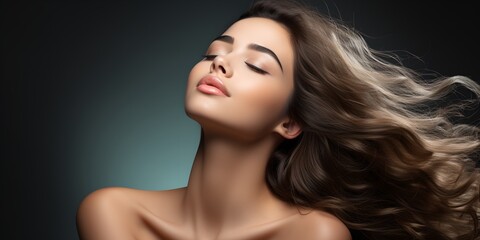 Fototapeta premium A young woman with beautiful hair, generative AI