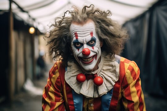 Scary clown in circus
