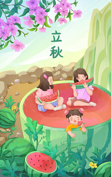 Illustrate the Beginning of Autumn Festival