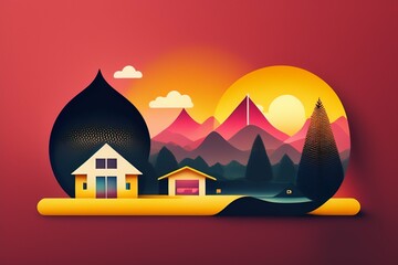 webpage background hero image for real estate company modern minimalist illustration